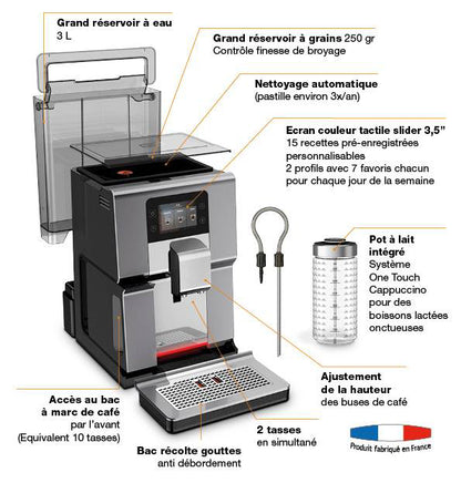 Machine à café à grain Privilège, 15 boissons, Écran tactile